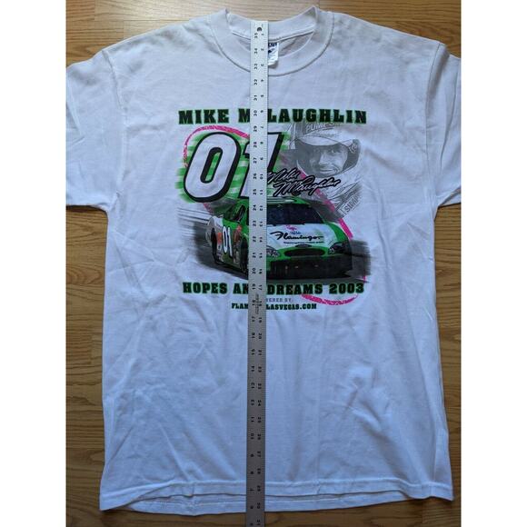 Vintage NASCAR Mike McLaughlin T shirt SZ L White #01 2003 Racing Las Vegas - Picture 6 of 7